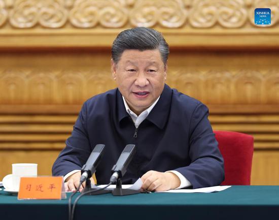 Chinese President Xi Jinping, also general secretary of the Communist Party of China Central Committee and chairman of the Central Military Commission, attends and addresses the central conference on ethnic affairs in Beijing, capital of China. The conference was held in Beijing on Friday and Saturday. (Photo:Xinhua/Pang Xinglei)