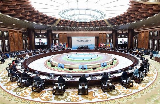 Chinese President Jinping presides over the opening ceremony of the Group of 20 (G20) summit in Hangzhou, capital of east China's Zhejiang Province, Sept. 4, 2016. (Xinhua/Li Tao)