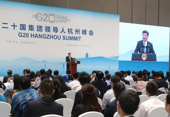 Chinese President Xi Jinping attends a press conference after the 11th summit of the Group of 20 (G20) major economies in Hangzhou, capital of east China's Zhejiang Province, Sept. 5, 2016. (Xinhua/Yao Dawei)