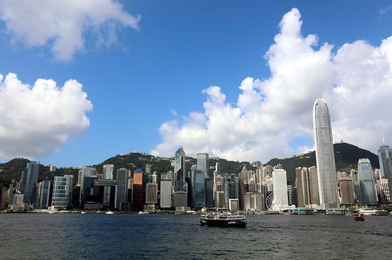 A panoramic view of the financial area in Hong Kong. (Photo/Xinhua)