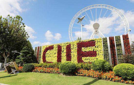 Decorative plants for the fourth China International Import Expo at the National Exhibition and Convention Center in Shanghai on Oct 5, 2021. (Photo/Xinhua)