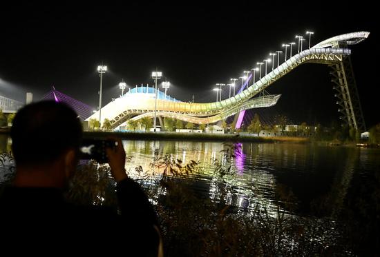 Ski Jumping Platform lights up for 100-day countdown of Beijing 2022