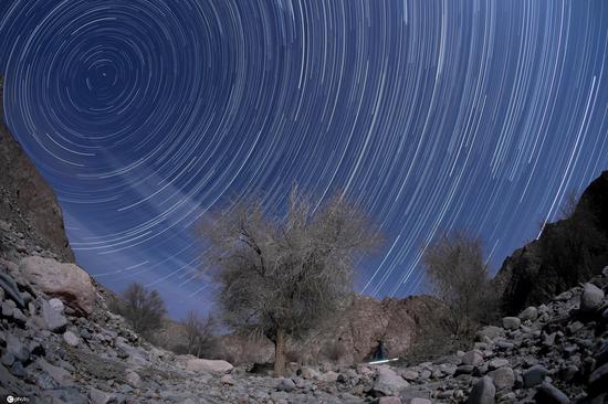Spectacular starry night in Xinjiang