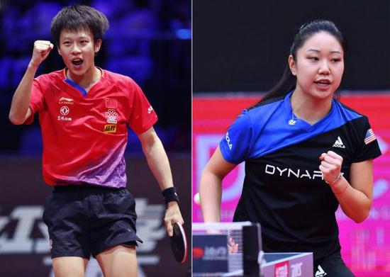 Chinese player Lin Gaoyuan (L) and American player Lily Zhang. (Photo: Xinhua/Han Yan & Zhu Zheng)
