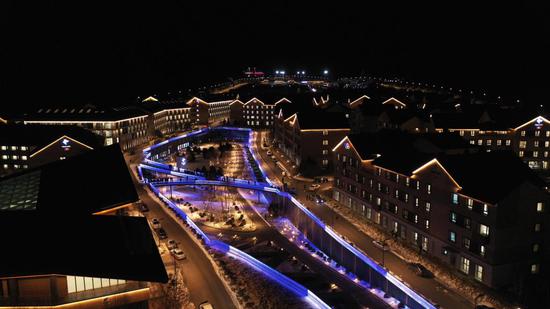 Olympic and Paralympic village lights up in Zhangjiakou