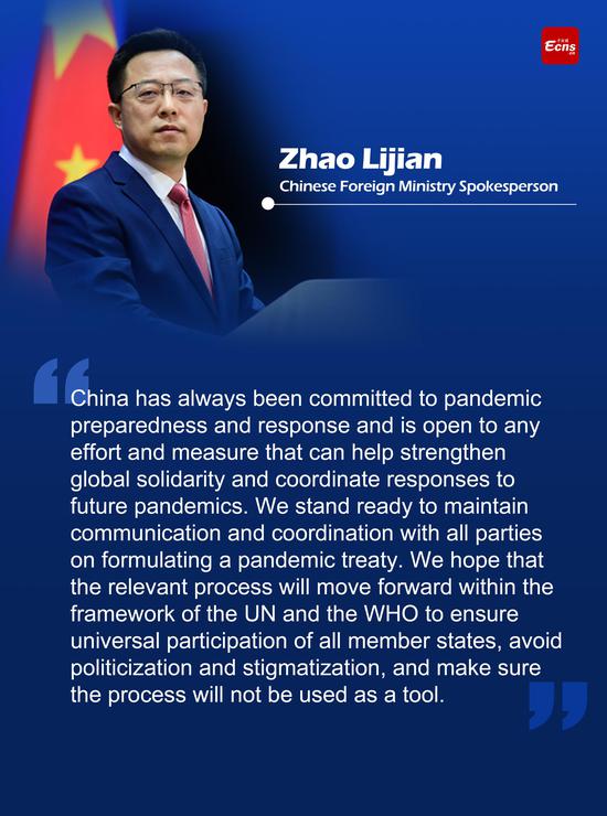 China open to pandemic treaty communication: FM spokesperson