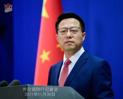 Foreign Ministry spokesman Zhao Lijian speaks at a daily regular news conference in Beijing. (Photo/fmprc.gov.cn)
