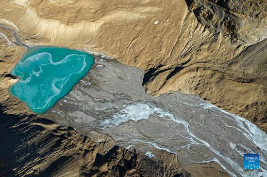 Aerial view of mysterious Qoidenyima Glacier in SW China's Tibet