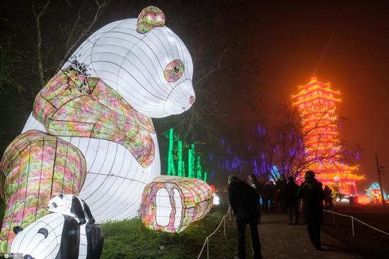 Chinese traditional lanterns light up French park