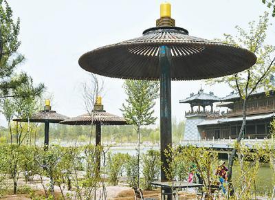 A pavilion made of the waste from local factories in Yungang Grottoes in Datong, China's Shanxi Province. (Photo: Xinhua/Chai Ting)