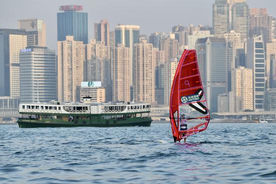 Windsurfing exhibition match held in Hong Kong