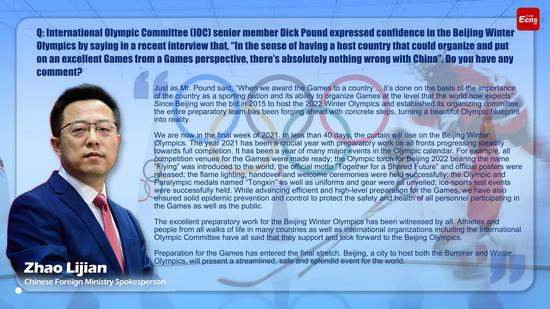 Beijing to present streamlined, safe and splendid Winter Olympics: FM spokesperson