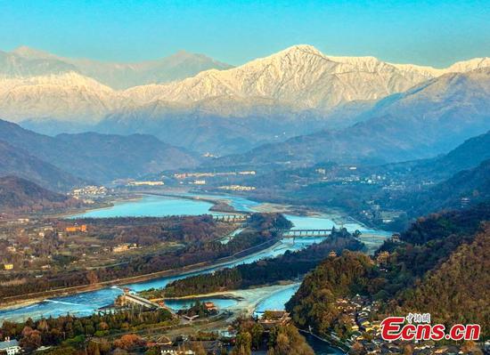 Winter scenery of World Heritage Site Dujiangyan