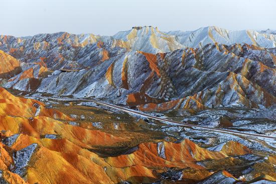 Snow-capped Danxia landform in Gansu
