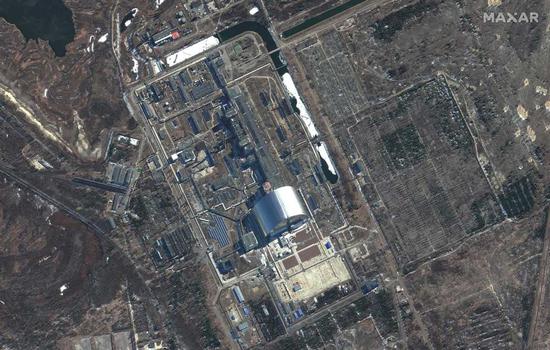This Maxar satellite image taken and released on March 10, 2022 shows an overview of the Chernobyl Nuclear Power Plant in Pripyat, Ukraine. (Photo/Xinhua)