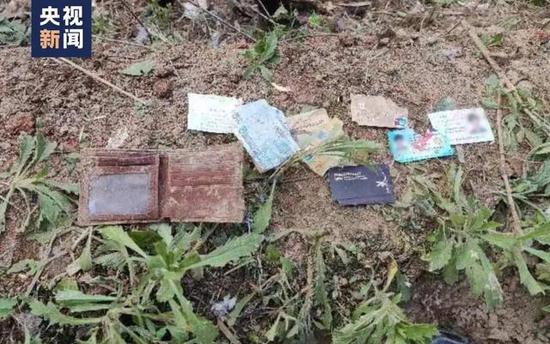 A photo of some personal belongings of the passengers aboard Flight MU5735, a China Eastern Airlines flight that crashed in South China's Guangxi Zhuang autonomous region on March 21, 2022. (Photo/CCTV News)