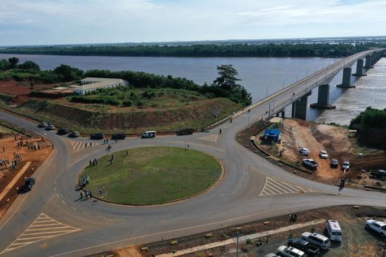 Aerial photo taken on Nov. 12, 2021 shows the eighth Cambodia-China Friendship Bridge in Cambodia. (Photo by Ly Lay/Xinhua)