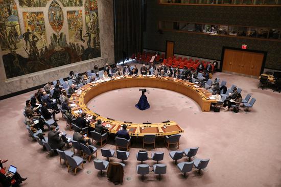 Photo taken on March 18, 2022 shows a Security Council meeting on the biological security issue in Ukraine at the UN headquarters in New York. (Xinhua/Xie E)