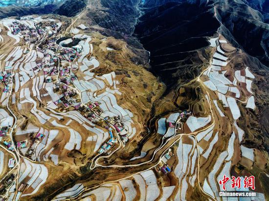 Aerial view of potato planting base in Qinghai