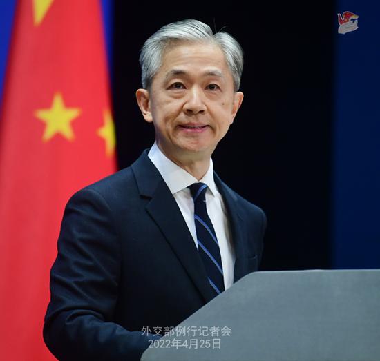 Chinese Foreign Ministry spokesperson Wang Wenbin addresses a press conference in Beijing on April 25, 2022. (Photo/fmprc.gov.cn)