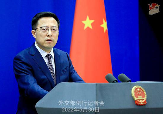 Chinese Foreign Ministry spokesperson Zhao Lijian speaks at a press conference, May 30, 2022. (Photo /fmprc.gov.cn)

