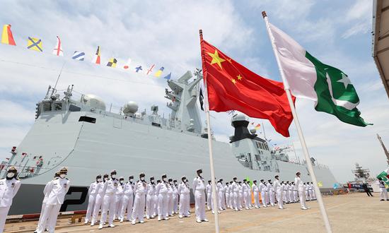 The PNS Taimur, the second of four Type 054A/P frigates China built for Pakistan, is commissioned at the Hudong-Zhonghua Shipyard in Shanghai on June 23, 2022. (Photo: Courtesy of the Pakistan Navy)