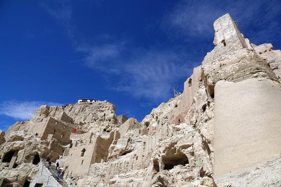 Scenery of ruins of ancient capital of Guge kingdom in Tibet