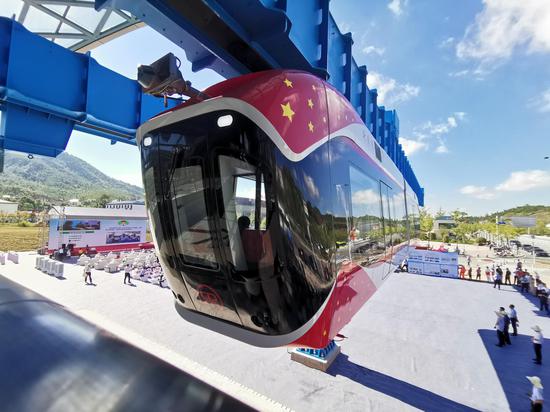 China's first permanent maglev-suspension monorail completes trial run in Jiangxi