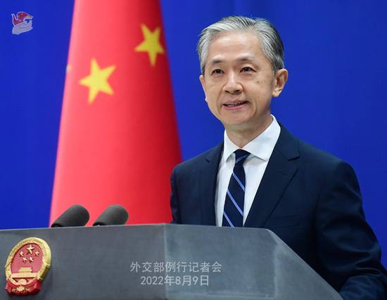 Chinese Foreign Ministry spokesperson Wang Wenbin speaks at a regular press conference, August 9, 2022. (Photo/fmprc.gov.cn)