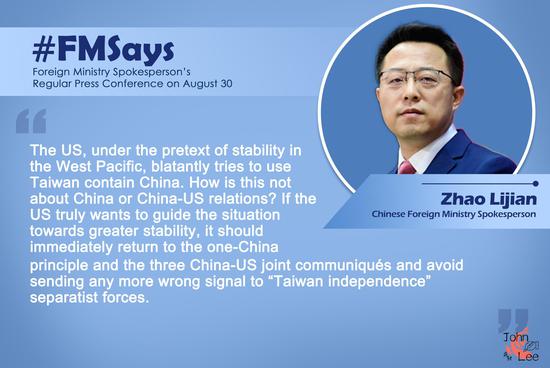 U.S. should stop sending wrong signals to 'Taiwan independence' forces: spokesperson