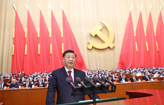 Xi Jinping delivers a report to the 20th CPC National Congress on behalf of the 19th CPC Central Committee at the Great Hall of the People in Beijing, Oct. 16, 2022. (Xinhua/Ju Peng)