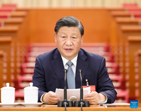 Xi Jinping presides over a preparatory meeting for the 20th National Congress of the Communist Party of China (CPC) at the Great Hall of the People in Beijing, capital of China, Oct. 15, 2022. (Xinhua/Ju Peng)