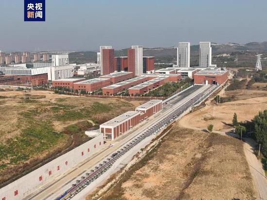 Photo shows the ground-based electromagnet driven super speed experiment facility at Jinan, East China's Shandong Province, Oct. 20, 2022. (Photo/CCTV)