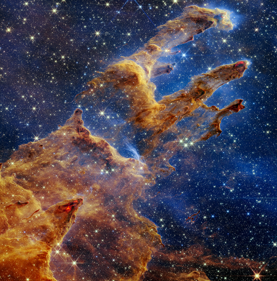 Photo posted on NASA website on Oct. 19, 2022 shows the Pillars of Creation set off in a kaleidoscope of color in NASA's James Webb Space Telescope's near-infrared-light view. (Photo credit: Space Telescope Science Institute)