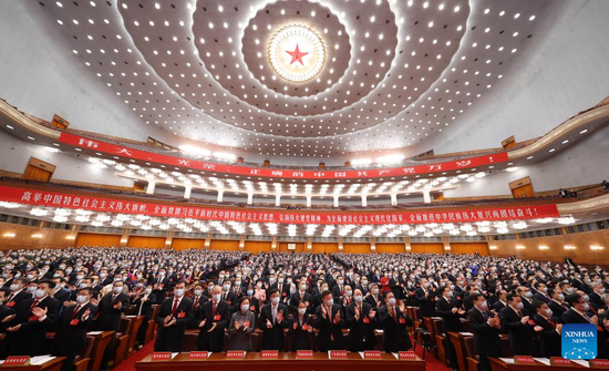 Delegates attend the closing session of the 20th National Congress of the Communist Party of China (CPC) at the Great Hall of the People in Beijing, capital of China, Oct. 22, 2022. (Xinhua/Pang Xinglei)