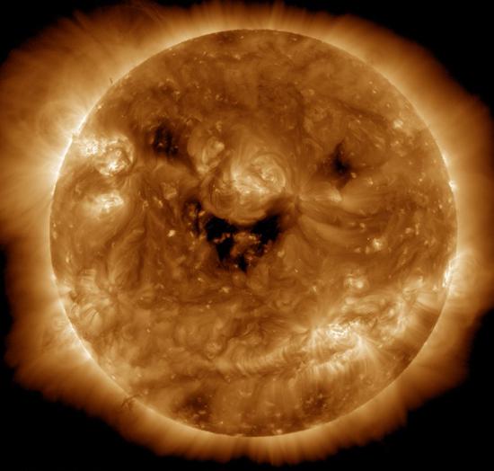 NASA captures image of Sun 'smiling'