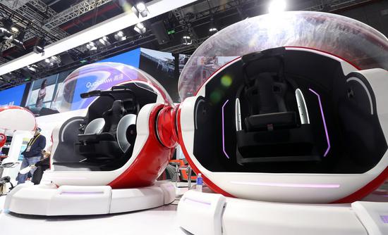 This photo taken on Nov. 2, 2022 shows gaming capsules of U.S. company Qualcomm to be displayed in the upcoming fifth China International Import Expo (CIIE) in east China's Shanghai. (Xinhua/Fang Zhe)