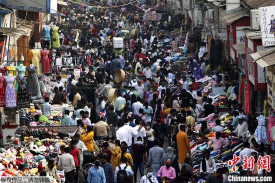 Photo shows a market in India. (Photo/China News Service)