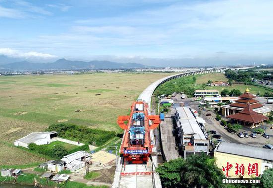 Photo shows a construction site of Jakarta-Bandung high-speed railway. (Photo/China New Service)