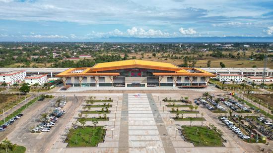 Aerial photo taken on Nov. 25, 2022 shows the Vientiane Railway Station in Vientiane, Laos. (Photo by Kaikeo Saiyasane/Xinhua)