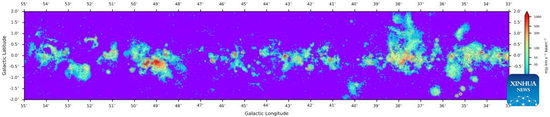 This photo shows the distribution of ionized gas in interstellar space of the Milky Way revealed by China's Five-hundred-meter Aperture Spherical Radio Telescope (FAST). (Xinhua)