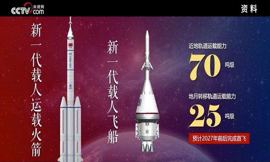 China develops its new-generation manned launch vehicle and spacecraft that will meet the long-term strategic need for manned lunar exploration. (Photo/CCTV)
