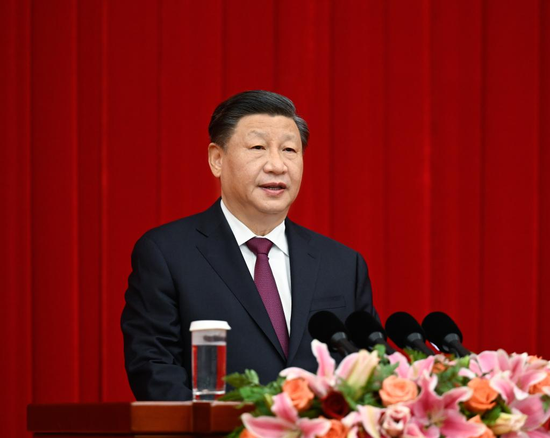 Chinese President Xi Jinping, also general secretary of the Communist Party of China Central Committee and chairman of the Central Military Commission, delivers an important speech at the New Year gathering organized by the National Committee of the Chinese People's Political Consultative Conference (CPPCC) in Beijing, capital of China, Dec. 30, 2022. (Xinhua/Li Xueren)