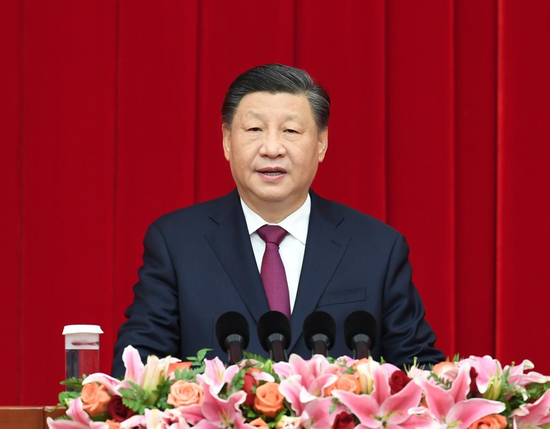 Chinese President Xi Jinping, also general secretary of the Communist Party of China Central Committee and chairman of the Central Military Commission, delivers an important speech at the New Year gathering organized by the National Committee of the Chinese People's Political Consultative Conference (CPPCC) in Beijing, capital of China, Dec. 30, 2022. (Xinhua/Zhang Ling)