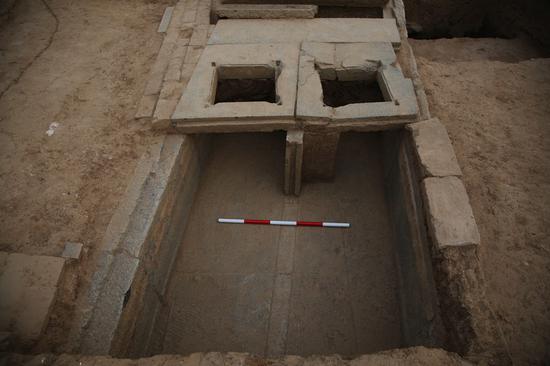 File photo shows part of the ancient water conservancy facilities dating back to the Wei and Jin dynasties (220-420) discovered in Luoyang, central China's Henan Province. (Institute of Archaeology under the Chinese Academy of Social Sciences/Handout via Xinhua)