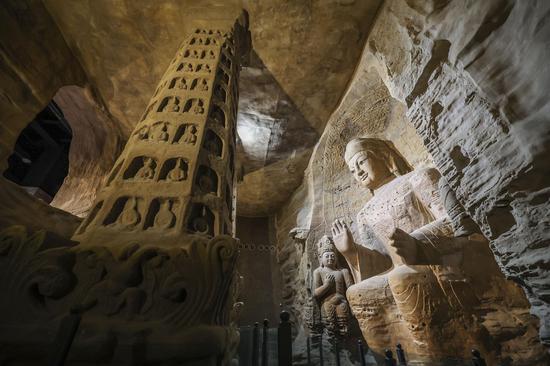 3D printed cave of Yungang Grottoes exhibited in Shandong