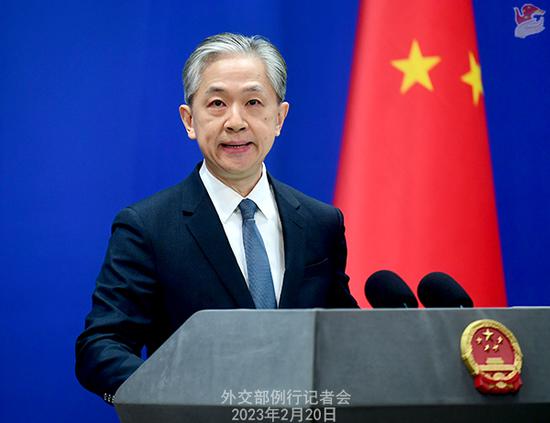 Chinese Foreign Ministry spokesperson Wang Wenbin addresses a regular press conference in Beijing, Feb. 20, 2023. (Photo/fmprc.gov.cn)