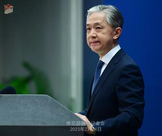 Chinese Foreign Ministry spokesperson Wang Wenbin speaks at a regular press conference in Beijing, Feb. 24, 2023. (Photo/fmprc.gov.cn)