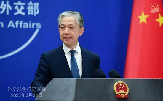 Chinese Foreign Ministry spokesperson Wang Wenbin speaks at a regular press conference in Beijing, Feb. 24, 2023. (Photo/fmprc.gov.cn)