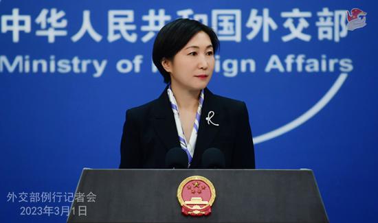 Chinese Foreign Ministry spokeswoman Mao Ning speaks at a press conference in Beijing on March 1, 2023. (Photo/fmprc.gov.cn)